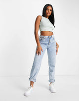 Puma Classics Lettuce Hem Crop Tank Top In Pastel Green