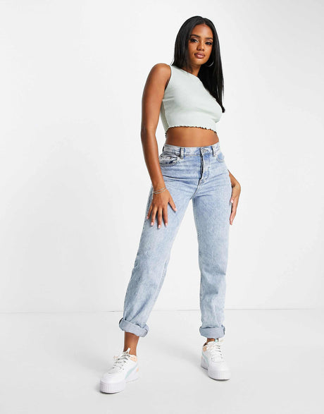 Puma Classics Lettuce Hem Crop Tank Top In Pastel Green