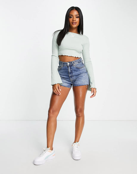 Puma Classic Flare Sleeve Scoop Back Top In Pastel Green