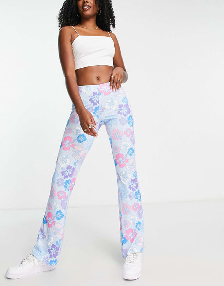 Na-Kd Flare Trousers In Floral Print
