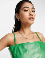 Muubaa Leather Cami Mini Dress In Bright Green