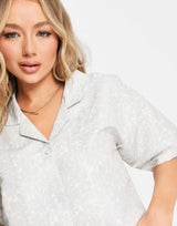 Puma Summer Resort Crop Shirt In Blue Floral Print
