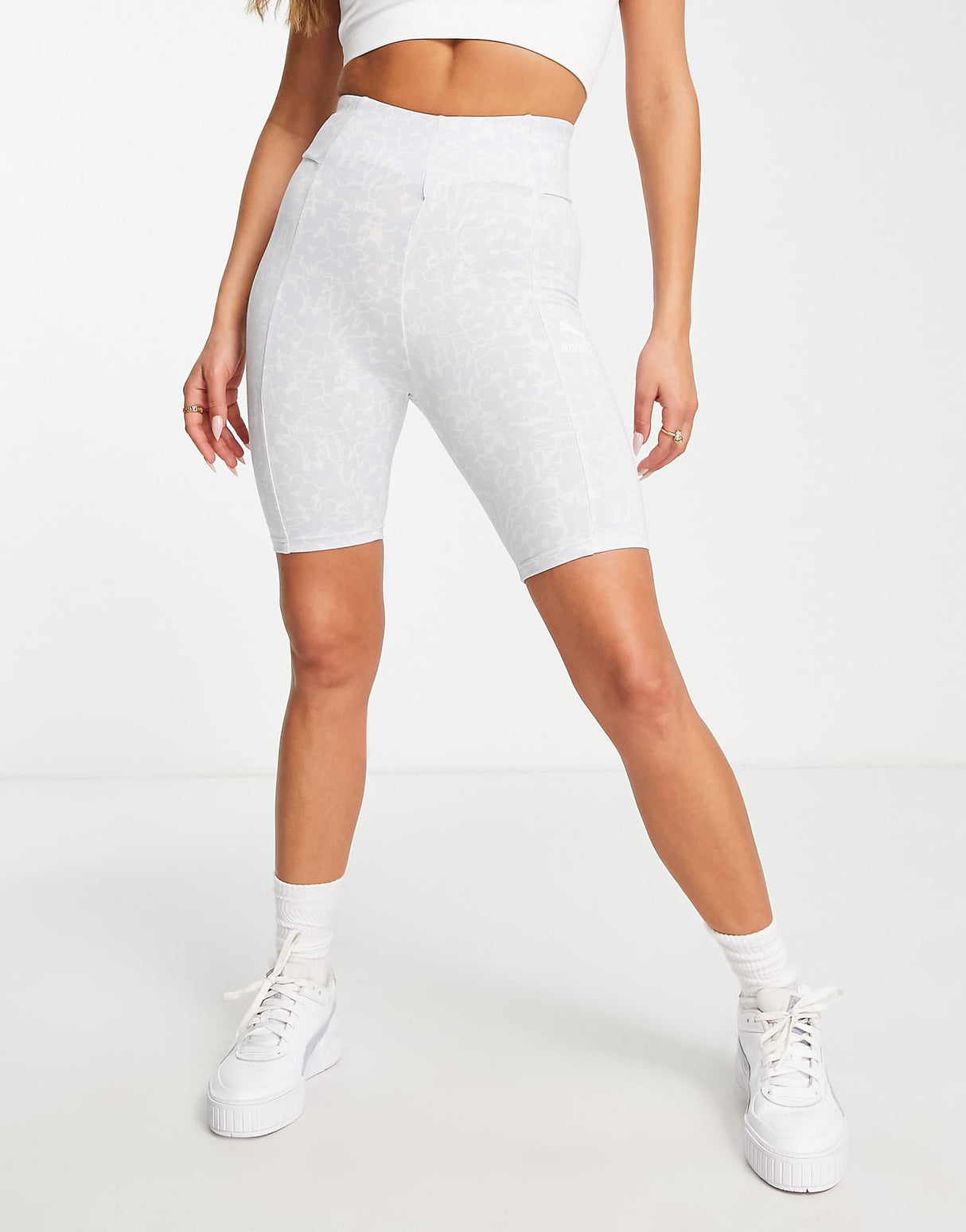 Puma Summer Resort Legging Shorts In Floral Print