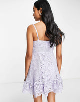 French Connection Cami Mini Dress In Lilac Lace