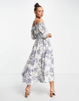 Whistles Cotton Off The Shoulder Maxi Dress In Botantical Print