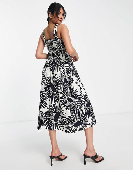 Whistles Square Neck Cami Top In Contrast Daisy Print Co-Ord