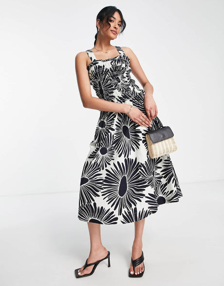 Whistles Square Neck Cami Top In Contrast Daisy Print Co-Ord