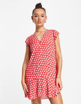 Whistles Mini Dress With Collar In Pink And Red Floral
