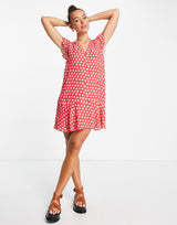 Whistles Mini Dress With Collar In Pink And Red Floral