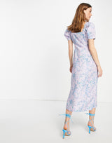 Whistles Puff Sleeve Midi Tea Dress In Delicate Floral
