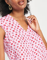 Whistles Button Front Top In Pink Icon Print