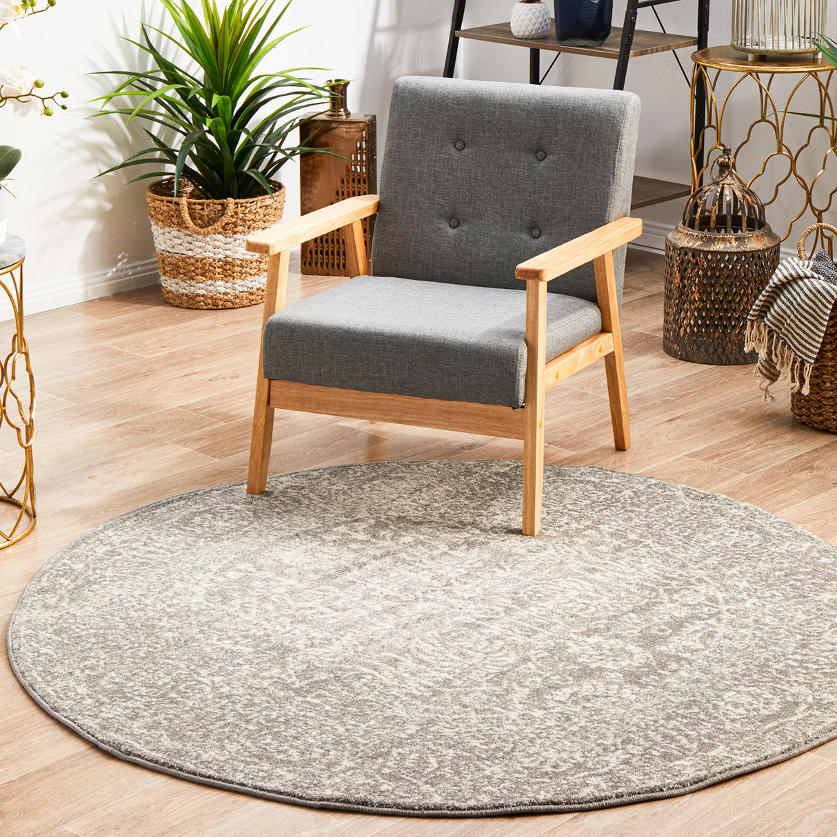 Evoke 256 Grey Round Rug