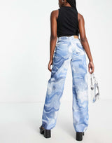 Na-Kd X Josefine Simone Dahl Wide Leg Jeans In Swirl Print
