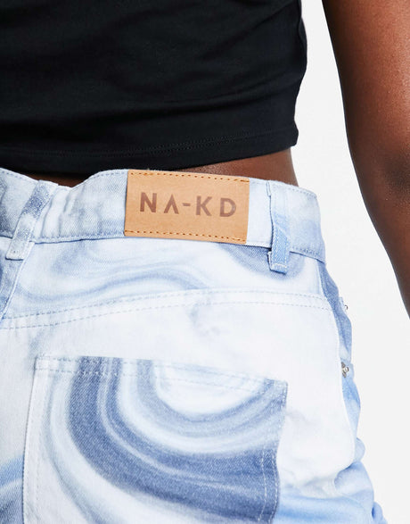Na-Kd X Josefine Simone Dahl Wide Leg Jeans In Swirl Print