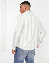River Island Long Sleeve Slinky Stripe Shirt In Mint