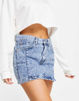 Mango Paisley Print Denim Mini Skirt In Blue