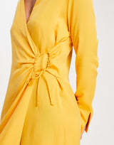 Mango Draped Ruched Front Shirt Dress In Orange