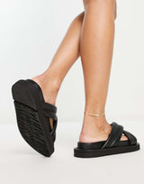 Mango Padded Cross Strap Sandal In Black