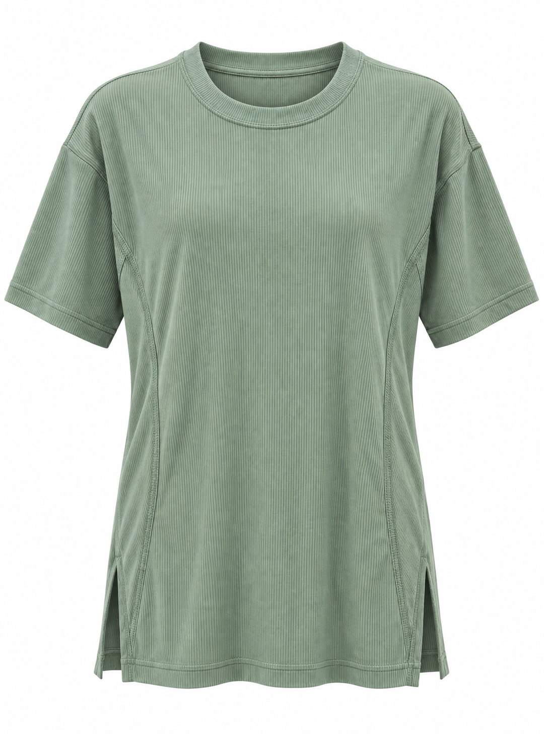 Asos Design Oversized T-Shirt With Side Splits And Stitch Detail In Rib In Teal