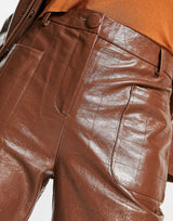 4Th & Reckless Straight Leg Leather Look Embossed Trouser Co-Ord In Chocolate