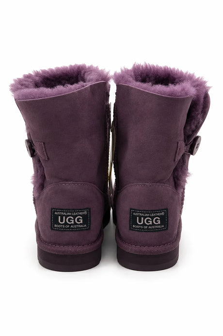 Australian Leather Ugg 1Button Classic Short - Plum - AU6