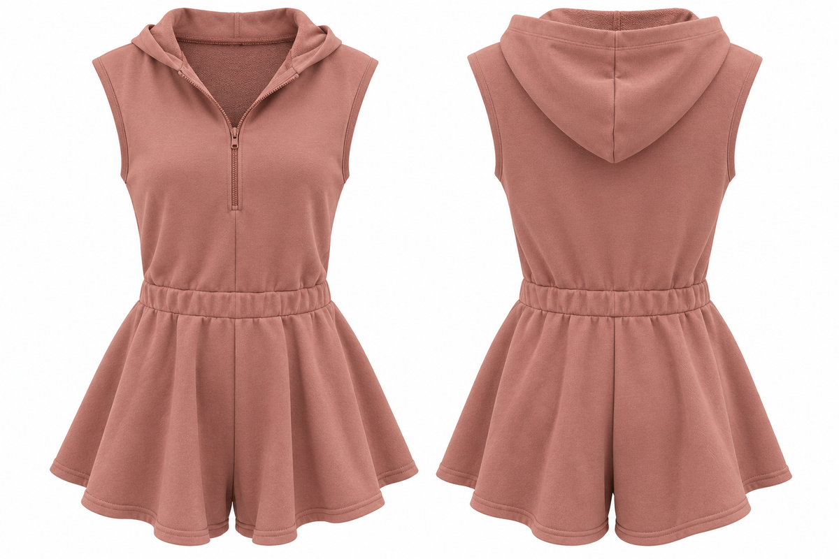 Asos Design Sleeveless Sweat Hoodie Playsuit In Taupe