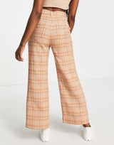& Other Stories Wide Leg Trousers In Beige Check Print