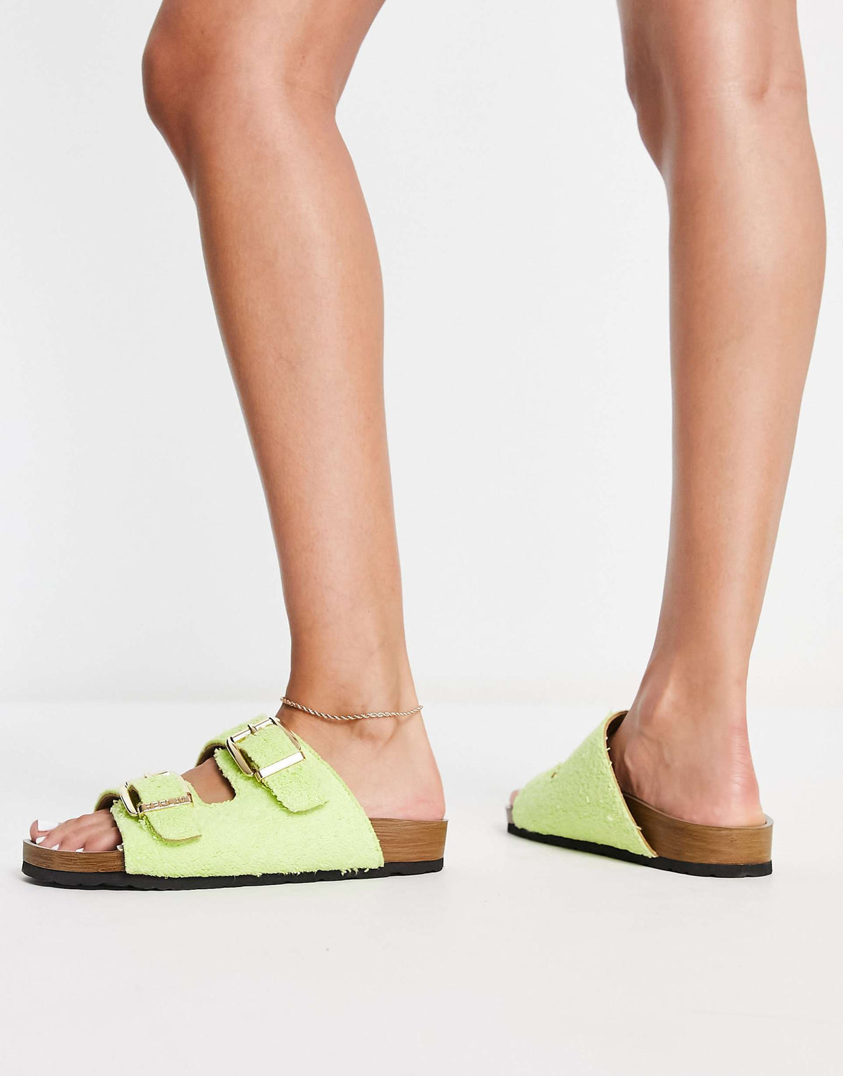 Replay Sheepskin Sandals In Green