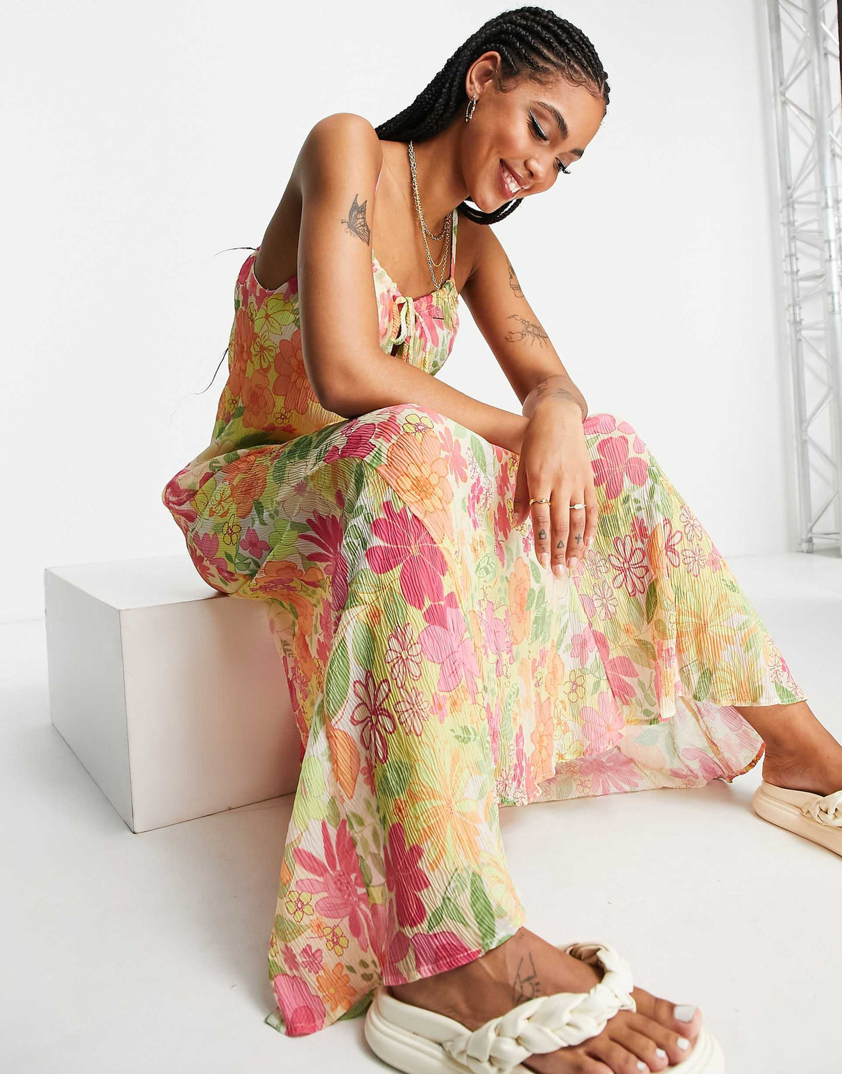 Na-Kd X Dani Pavlica Scoop Back Maxi Dress In Floral Print