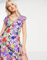 Weekday Midi Dress With Wrap Detail In Ditsy Floral