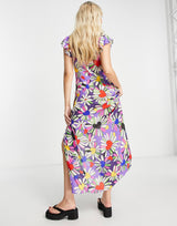 Weekday Midi Dress With Wrap Detail In Ditsy Floral