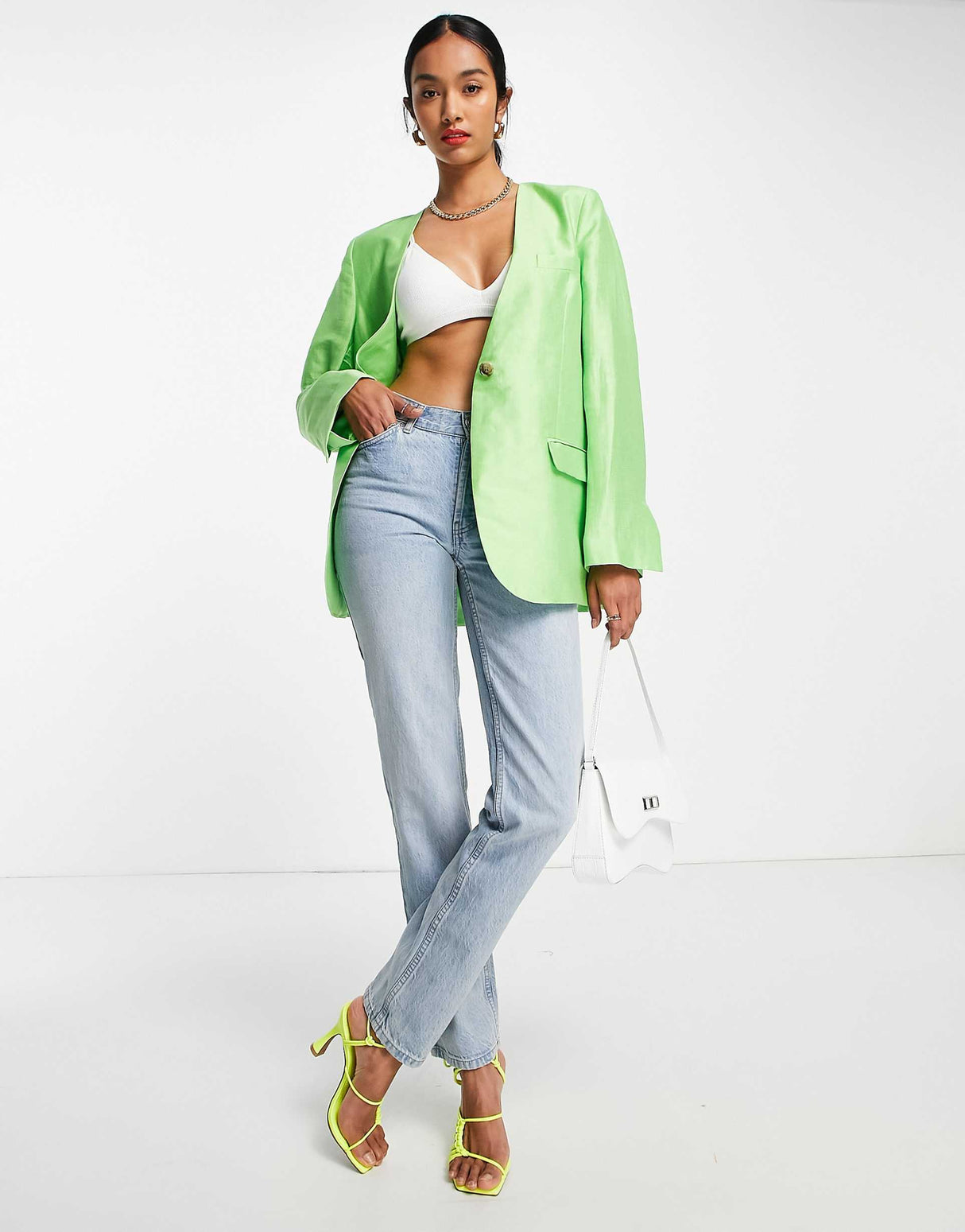 & Other Stories Co-Ord Linen Tailored Jacket In Green