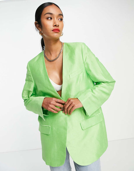 & Other Stories Co-Ord Linen Tailored Jacket In Green