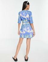 & Other Stories Cut Out Waist Mini Dress In Tie Dye