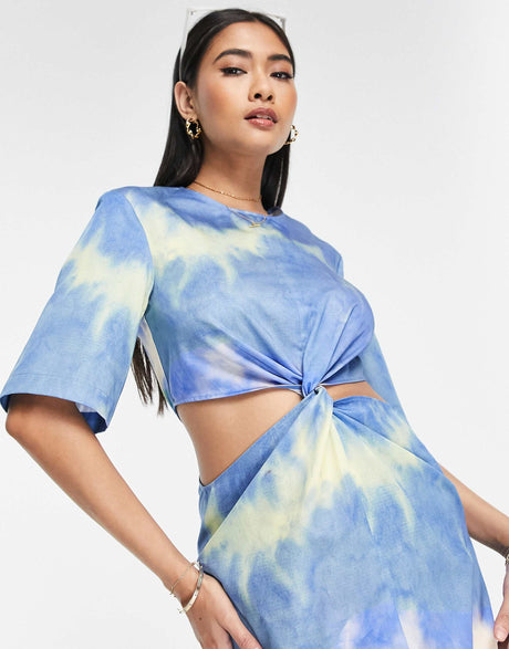 & Other Stories Cut Out Waist Mini Dress In Tie Dye