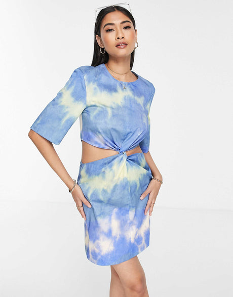 & Other Stories Cut Out Waist Mini Dress In Tie Dye