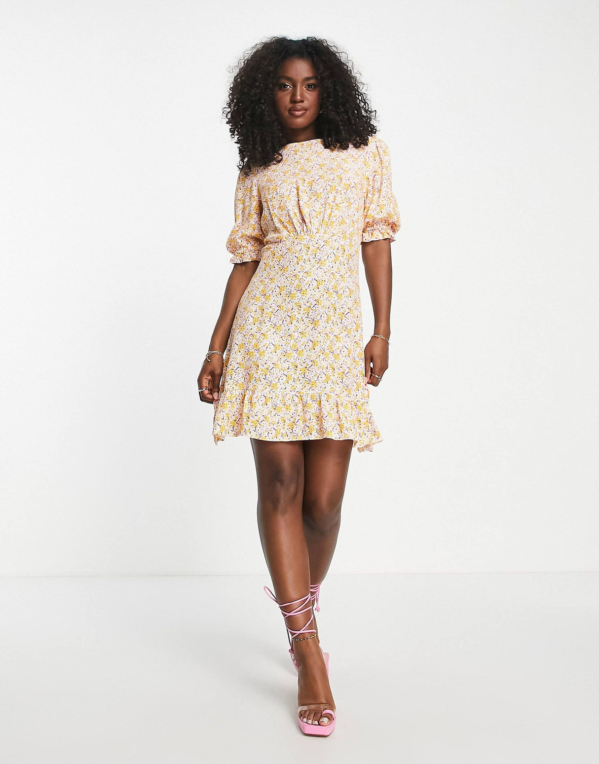 Nobody'S Child Serena Floral Mini Dress In Coral