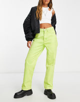 Bolongaro Trevor Montanna High Waist Straight Leg Jeans In Acid Lime