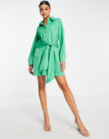 In The Style X Billie Faiers Exclusive Shirt Dress With Belt Detail In Green