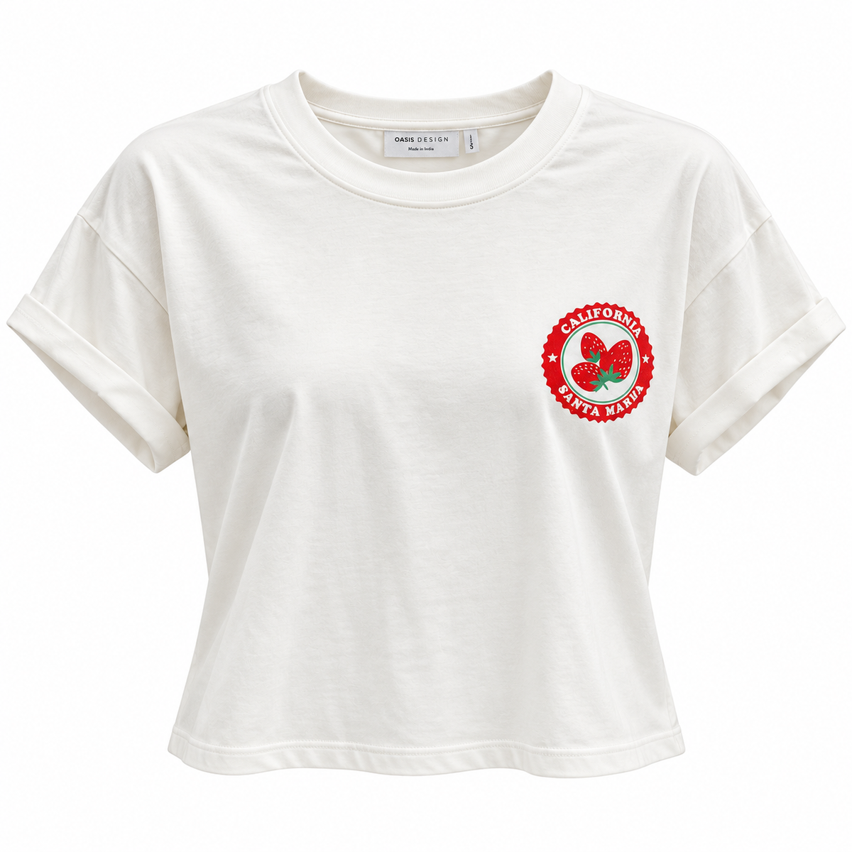 Asos Design Mix & Match Strawberry Jersey Pyjama Tee In Cream