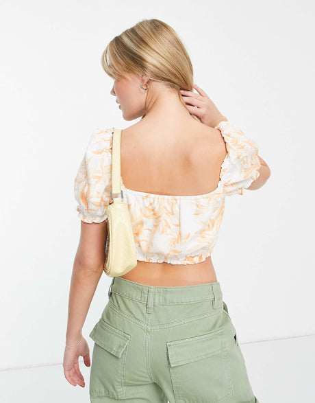 Abercrombie & Fitch Ruched Crop Top In Floral Print