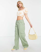Abercrombie & Fitch Ruched Crop Top In Floral Print