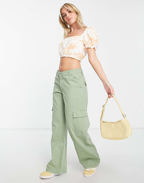 Abercrombie & Fitch Ruched Crop Top In Floral Print