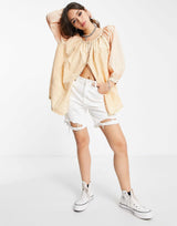 Free People Oxford Swing Button Down Tunic In Ivory