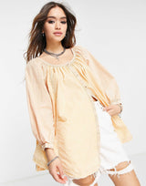 Free People Oxford Swing Button Down Tunic In Ivory