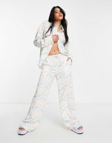 Na-Kd X Miss Lisibell Co-Ord Straight Leg Trousers In Wavy Stripe Print
