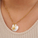 Bullion Gold Pearl Shell & Gold Starfish Necklace