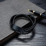 Hipster Me Vegan Leather Knitted Bracelet Black