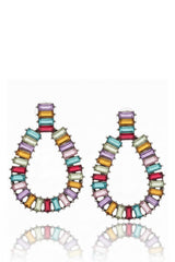Liv Oliver 18K Gold Multi Color Baguette Pear Drop Earrings