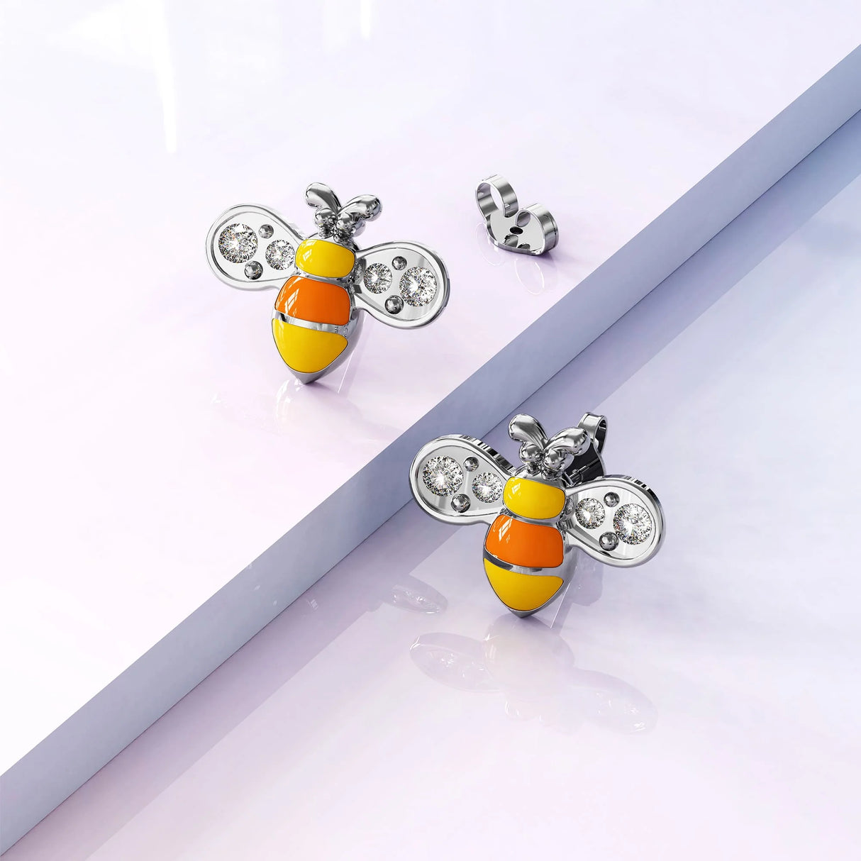 Krystal Couture Bumblebee Crystal Earrings White Gold Layered Jewellery